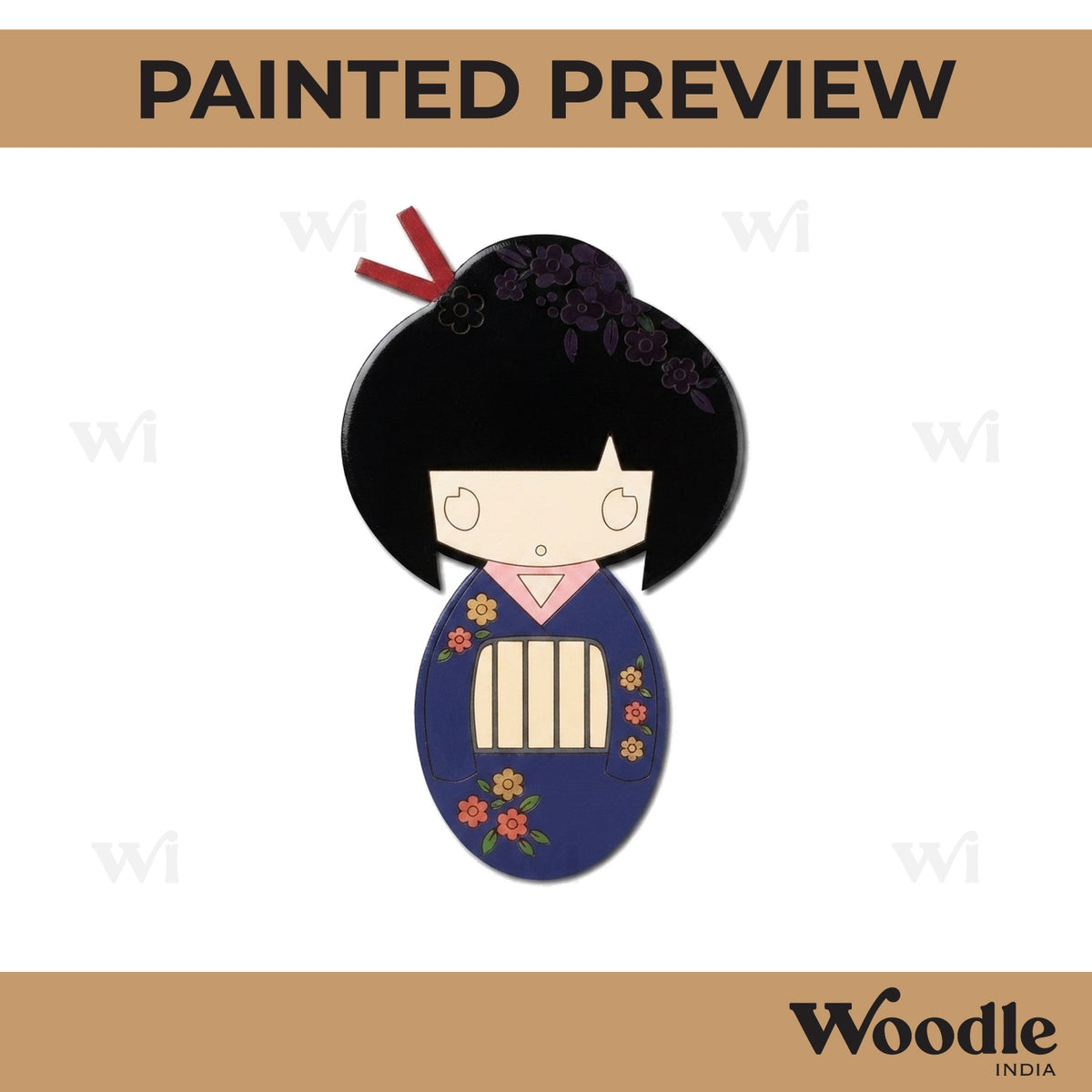 Japanese Doll Pre Marked MDF Design 1