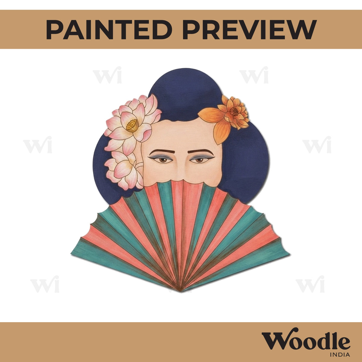 Japanese Fan Woman Pre Marked MDF Design 1