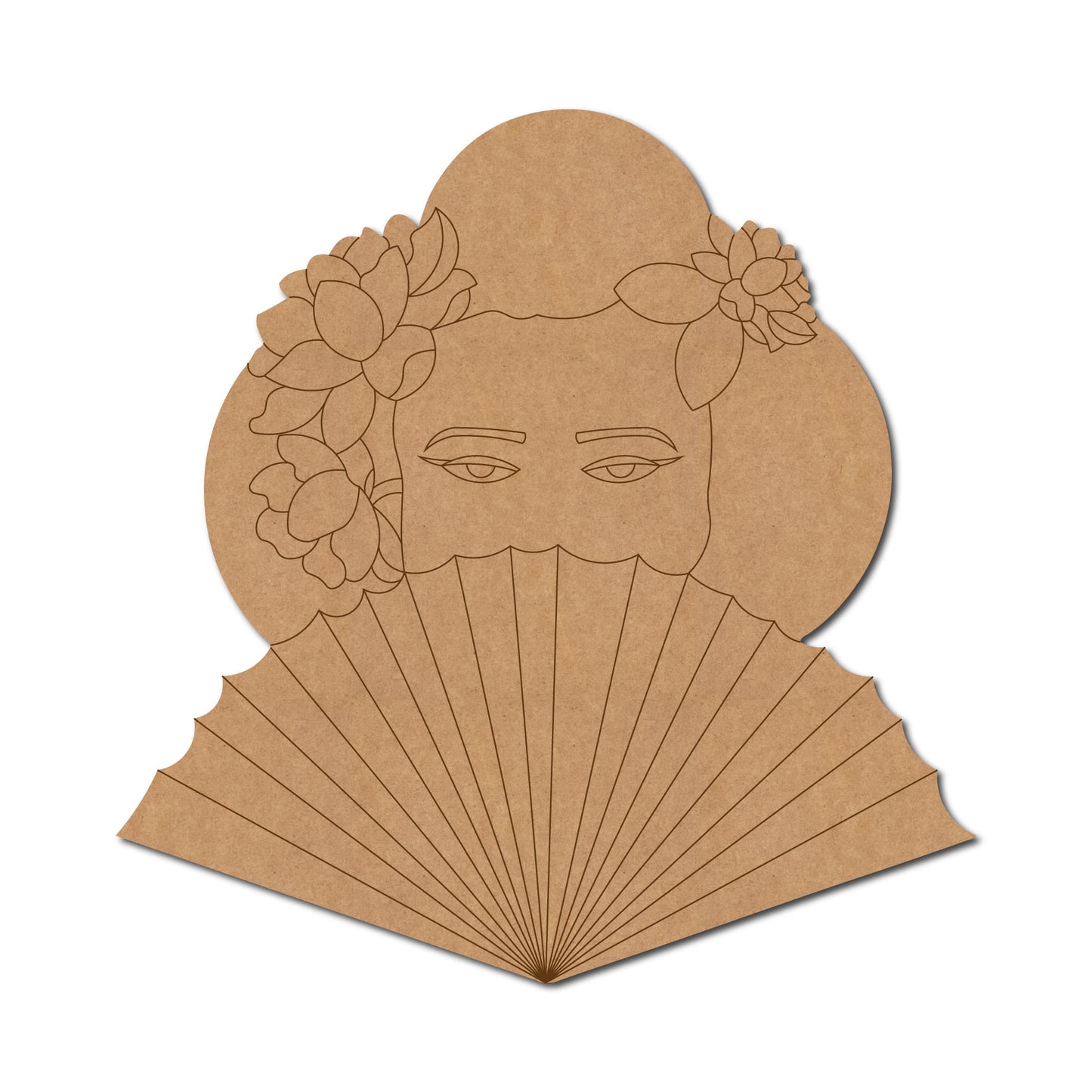 Japanese Fan Woman Pre Marked MDF Design 1