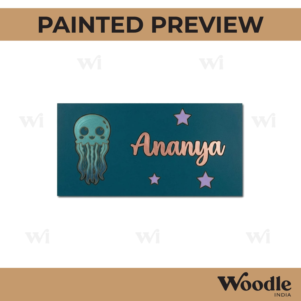 Jelly Fish Kids Nameplate MDF Design 1