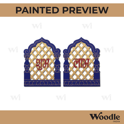 Jharokha Jali Shubh Labh Pre Marked Base MDF Design 1