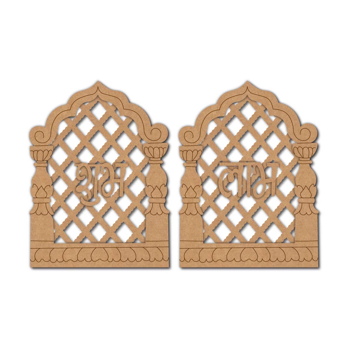 Jharokha Jali Shubh Labh Pre Marked Base MDF Design 1