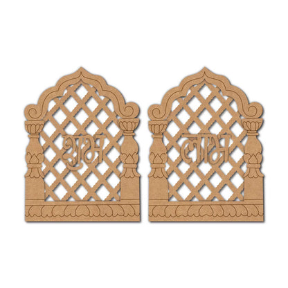 Jharokha Jali Shubh Labh Pre Marked Base MDF Design 1
