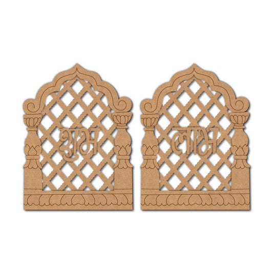 Jharokha Jali Shubh Labh Pre Marked Base MDF Design 1