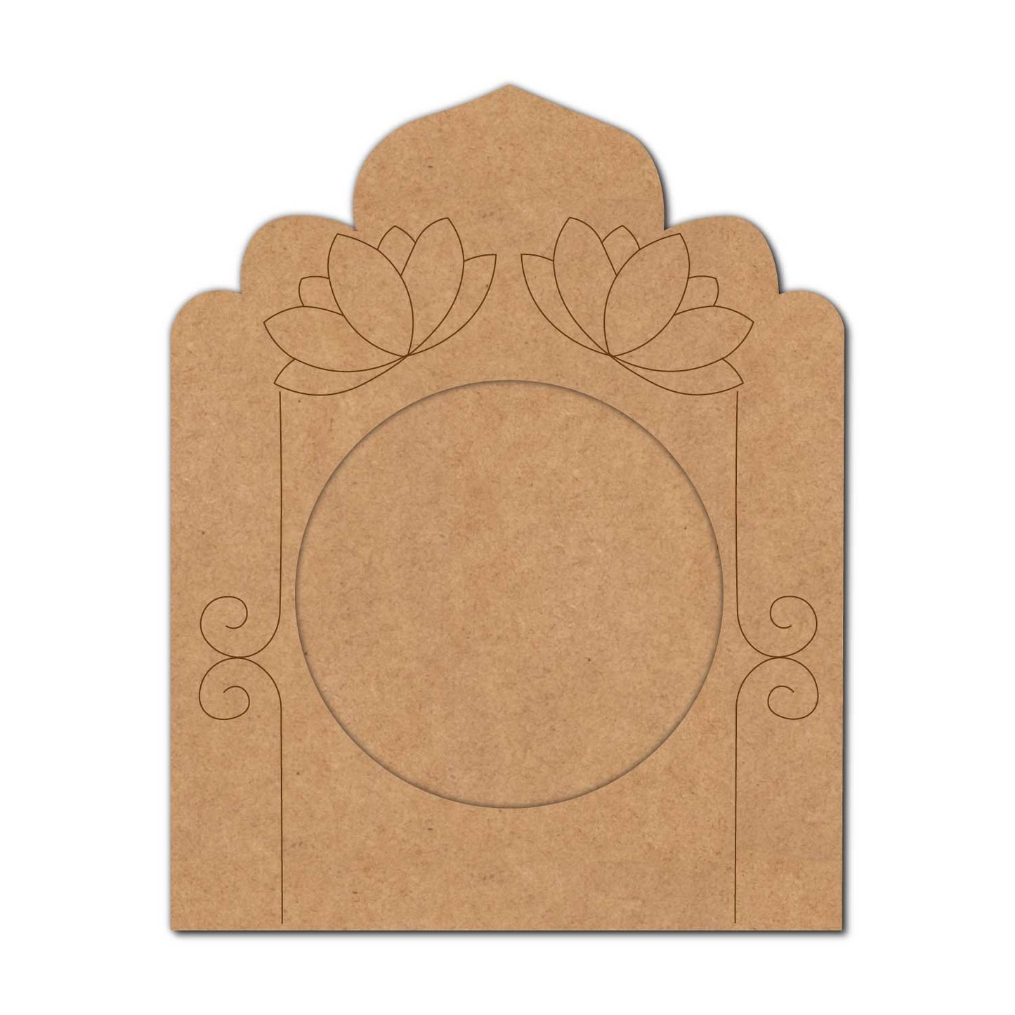 Jharokha Lotus Diya Tealight Holder Pre Marked MDF Design 1