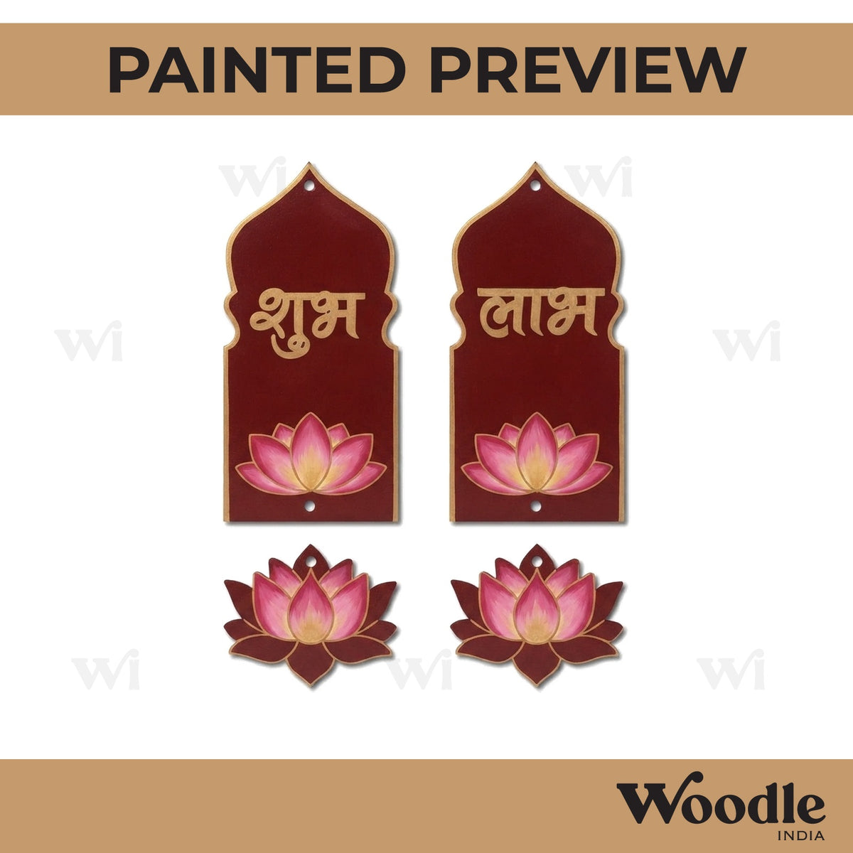 Jharokha Lotus Shubh Labh Pre Marked Base MDF Design 1