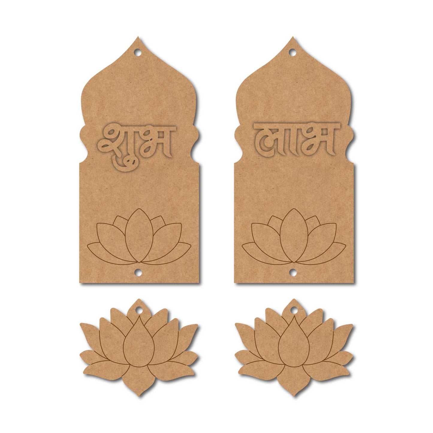 Jharokha Lotus Shubh Labh Pre Marked Base MDF Design 1