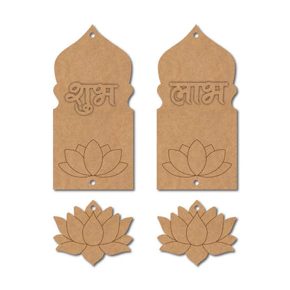 Jharokha Lotus Shubh Labh Pre Marked Base MDF Design 1