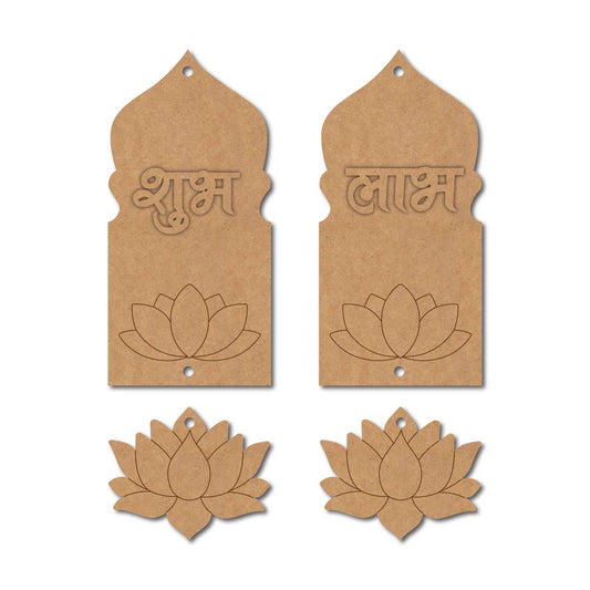 Jharokha Lotus Shubh Labh Pre Marked Base MDF Design 1