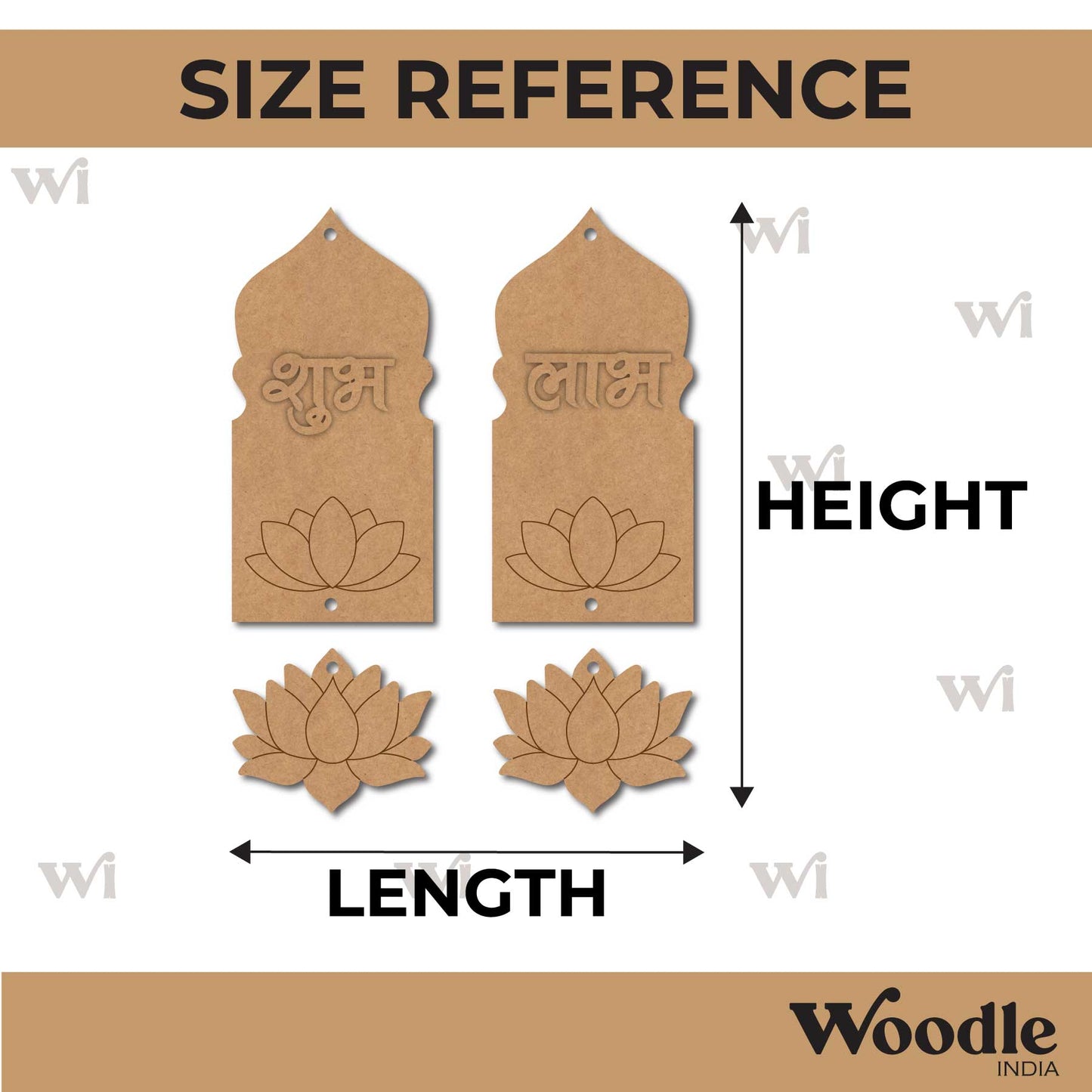Jharokha Lotus Shubh Labh Pre Marked Base MDF Design 1