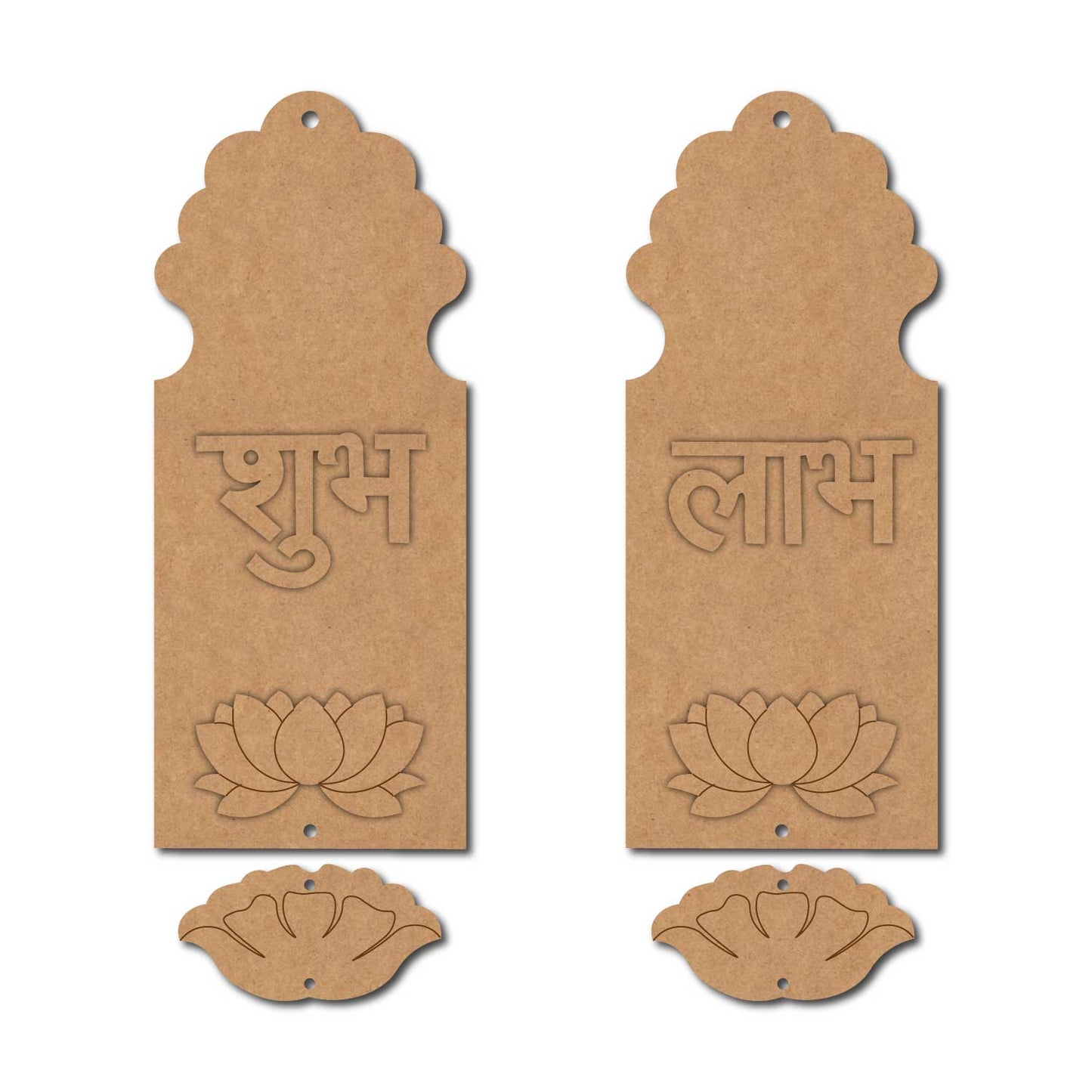 Jharokha Lotus Shubh Labh Pre Marked Base MDF Design 2