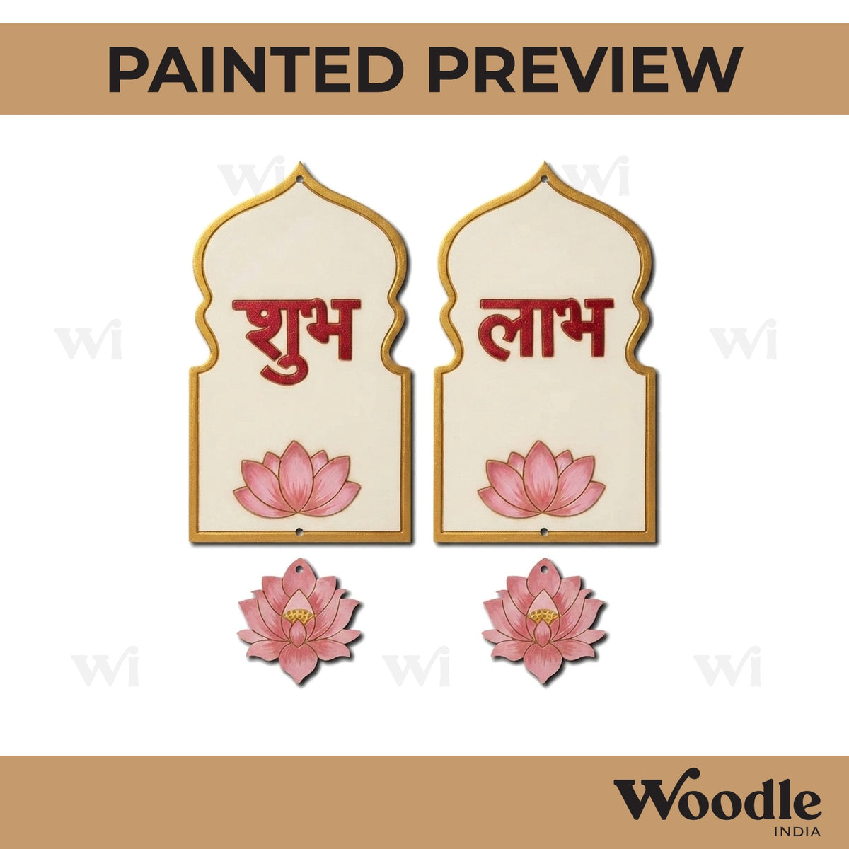 Jharokha Lotus Shubh Labh Pre Marked Base MDF Design 4