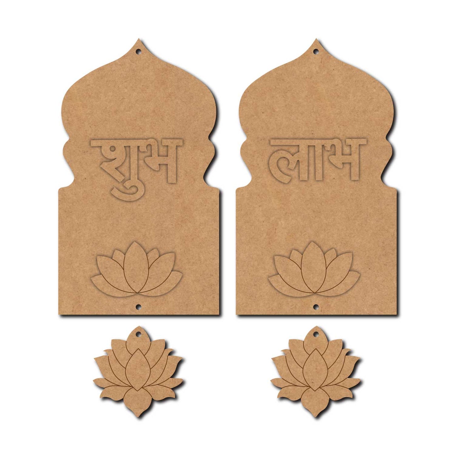 Jharokha Lotus Shubh Labh Pre Marked Base MDF Design 4