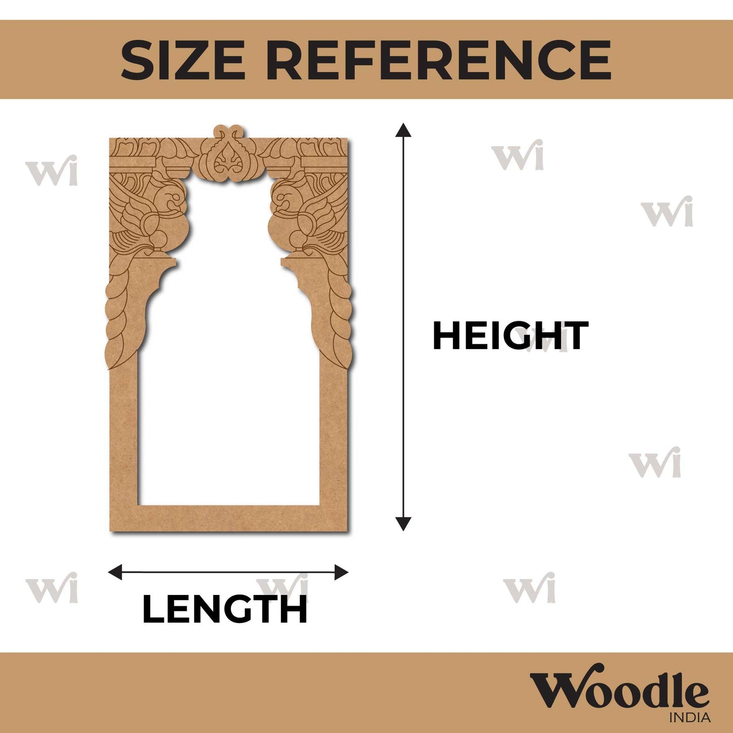 Jharokha Window Peacock Pre Marked MDF Design 1