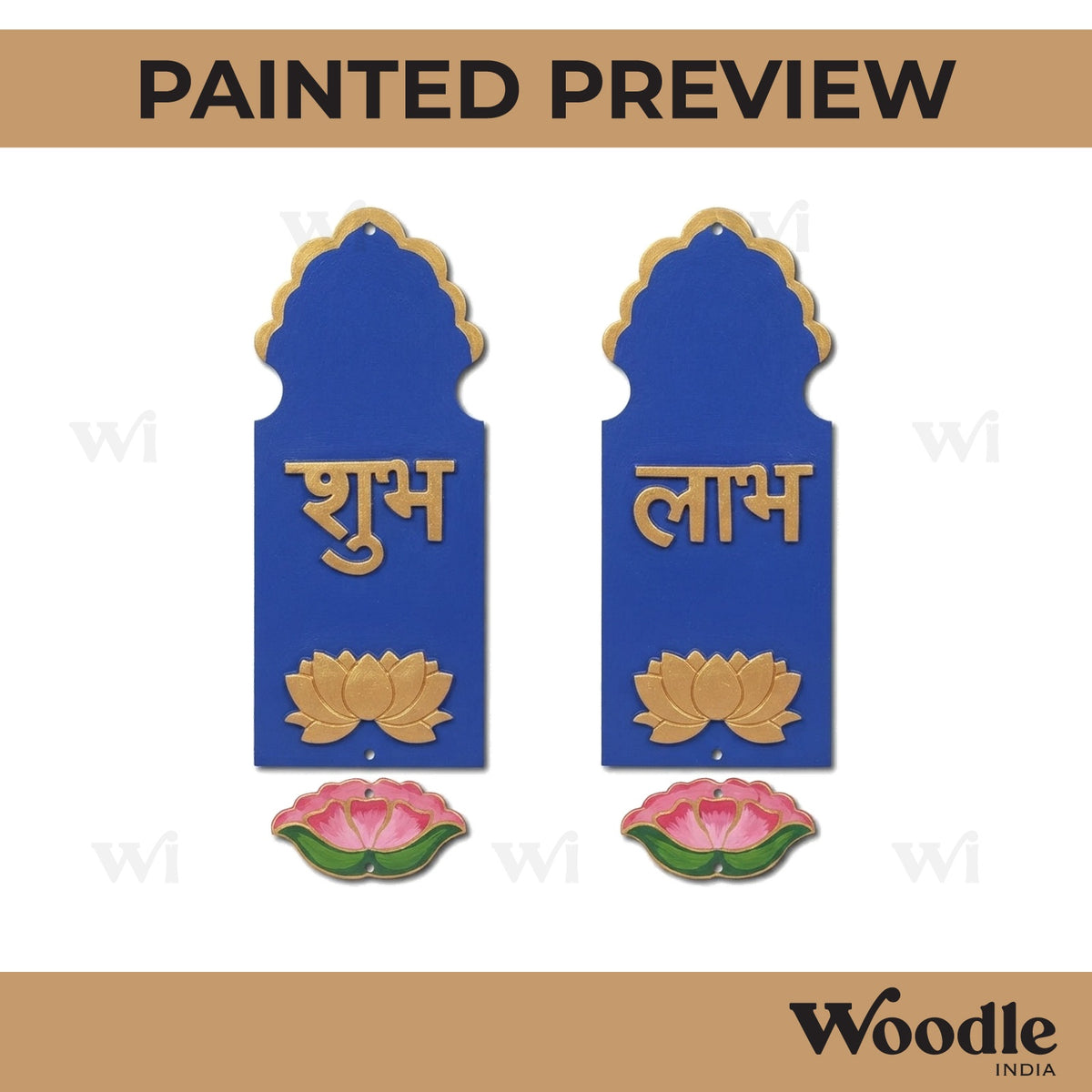 Jharokha Lotus Shubh Labh Pre Marked Base MDF Design 2