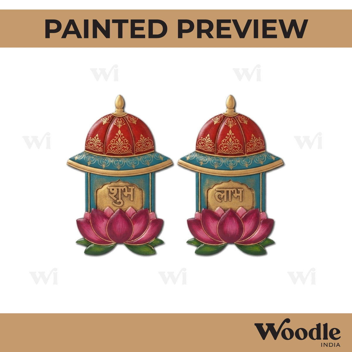 Jharokha Lotus Shubh Labh Pre Marked Base MDF Design 3