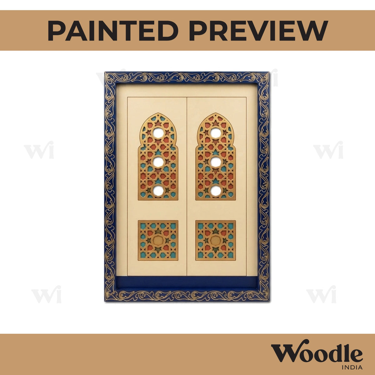 Jharokha Mughal Door Pre Marked MDF Design 1