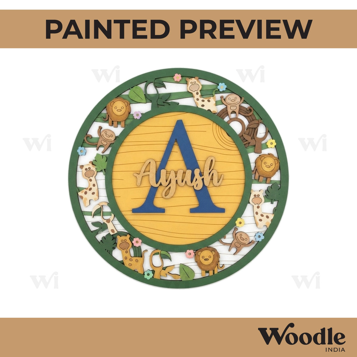 Jungle Theme Nameplate MDF Design 3