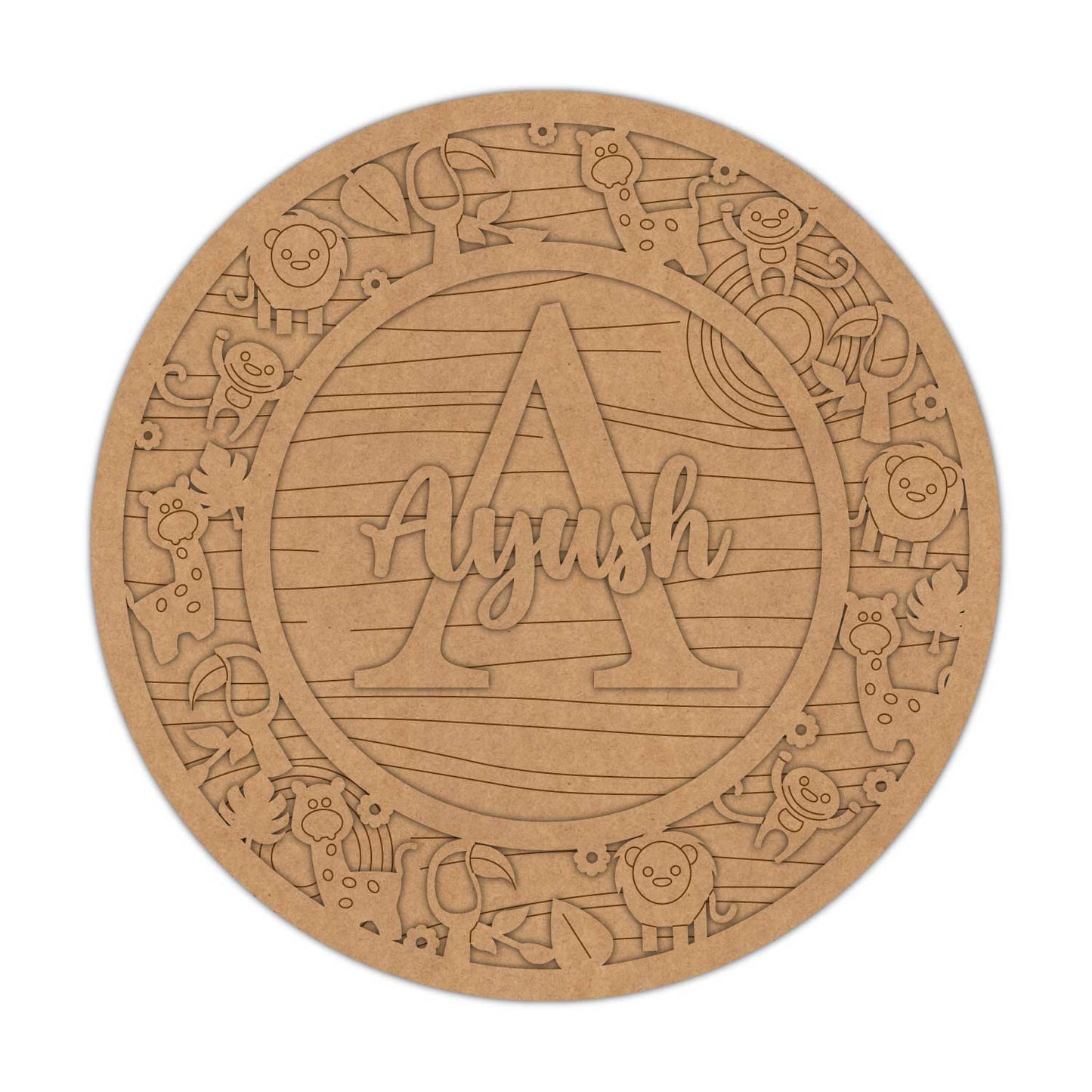Jungle Theme Nameplate MDF Design 3