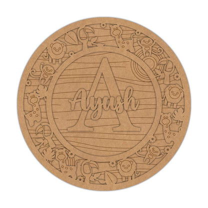 Jungle Theme Nameplate MDF Design 3