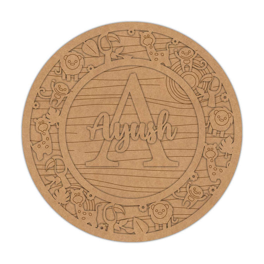 Jungle Theme Nameplate MDF Design 3