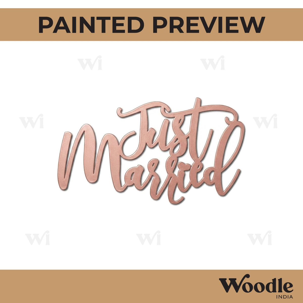 Just Married Text Cutout MDF Design 1
