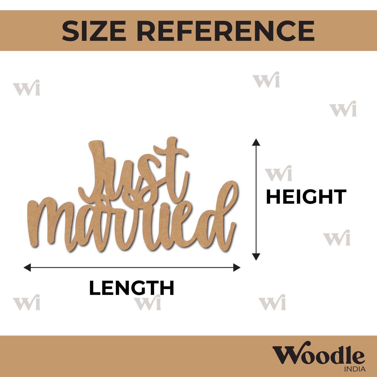 Just Married Text Cutout MDF Design 2