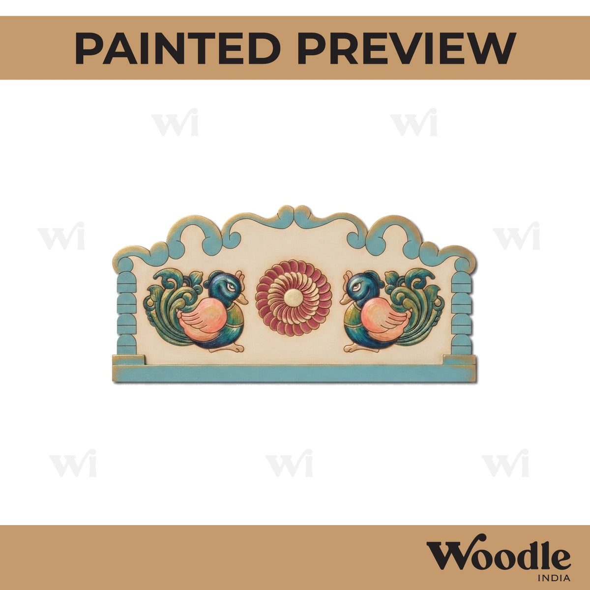 Kalamkari Peacock Flower Pre Marked Base MDF Design 1