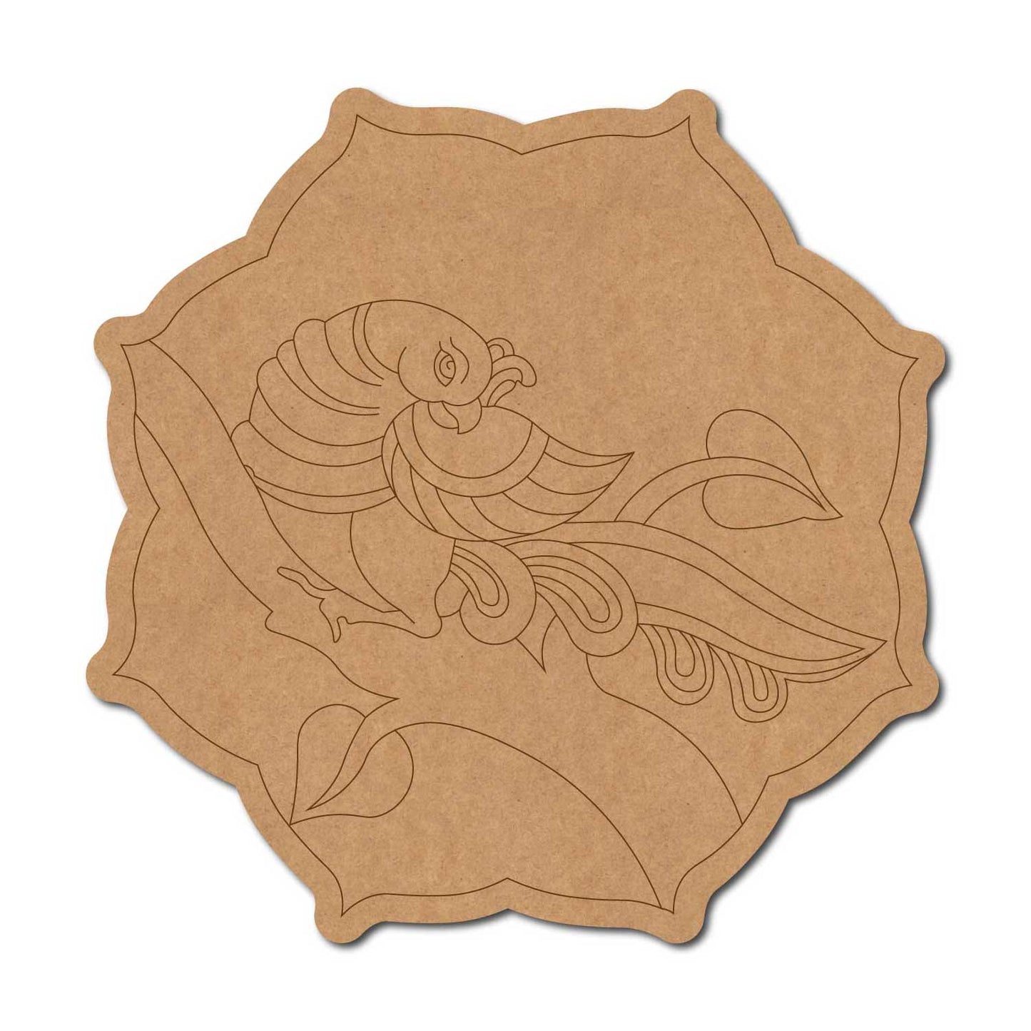 Kalamkari Peacock Pre Marked Base MDF Design 1