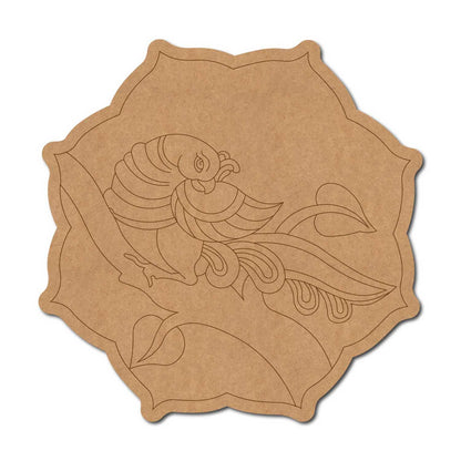 Kalamkari Peacock Pre Marked Base MDF Design 1