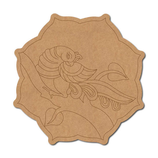 Kalamkari Peacock Pre Marked Base MDF Design 1