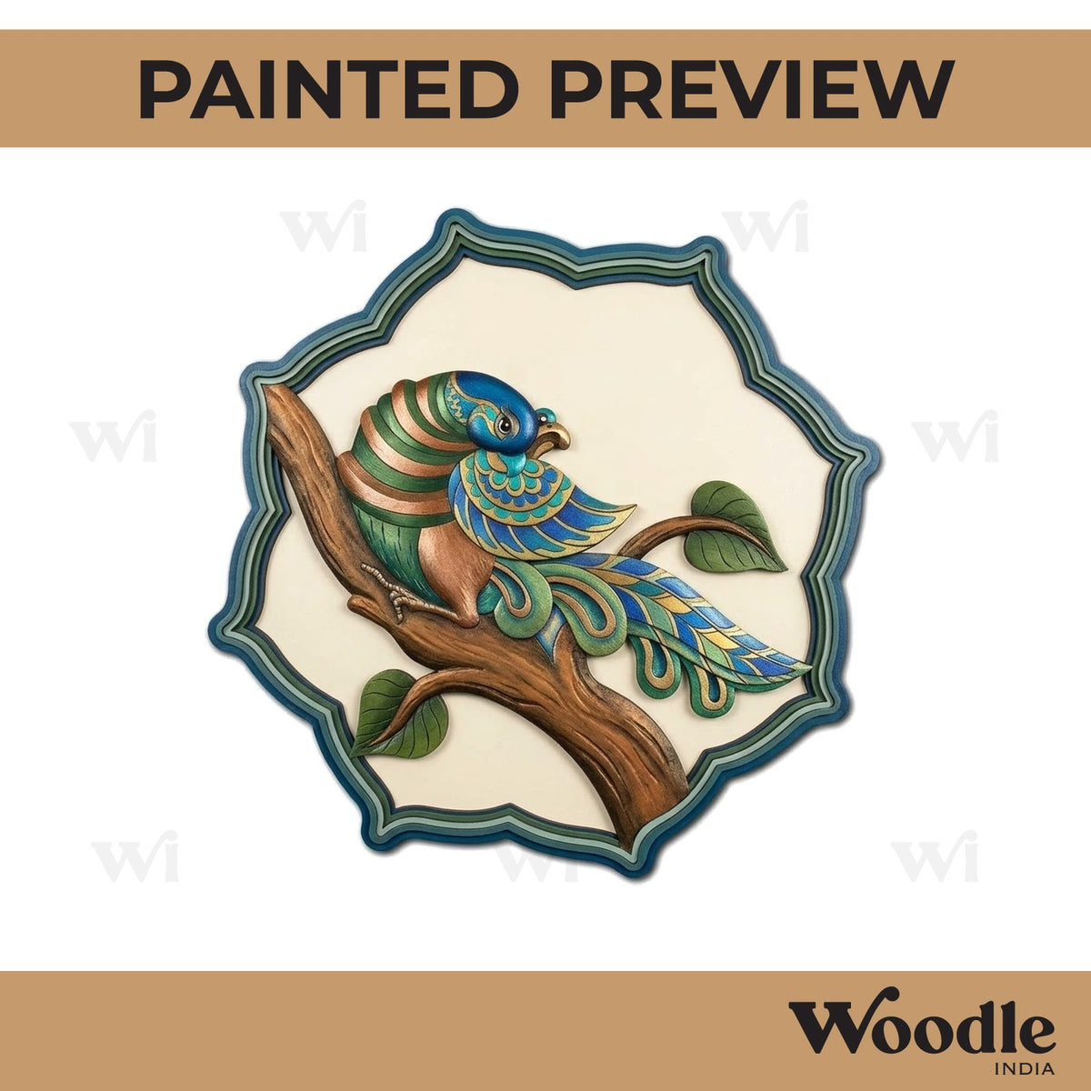Kalamkari Peacock Two Layered Base MDF Design 1