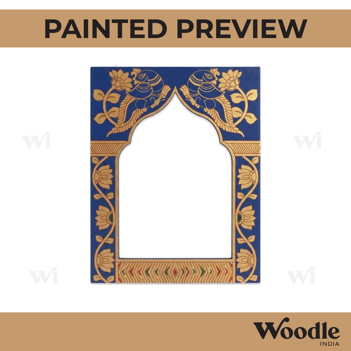 Kalamkari Peacock Jharokha Pre Marked MDF Design 1