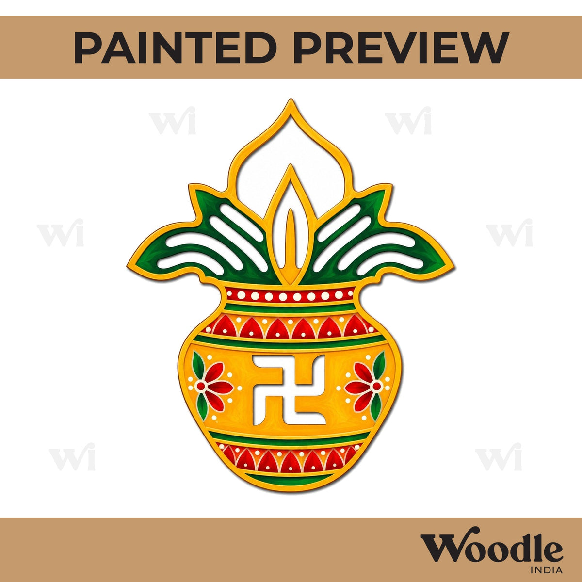 Kalash Matka Swastik Cutout MDF Design 1