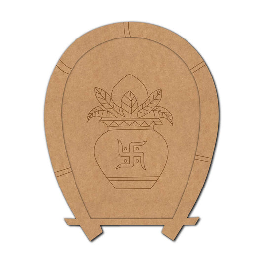 Kalash Matka Swastik Pre Marked Base MDF Design 1