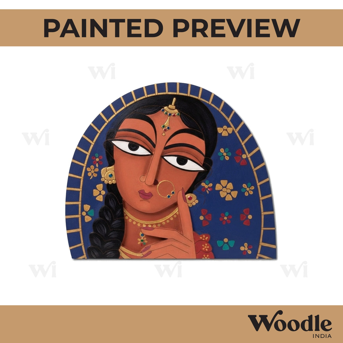 Kalighat Woman Pre Marked Base MDF Design 1