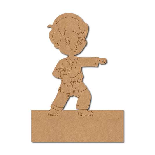Karate Boy Nameplate Pre Marked MDF Design 1
