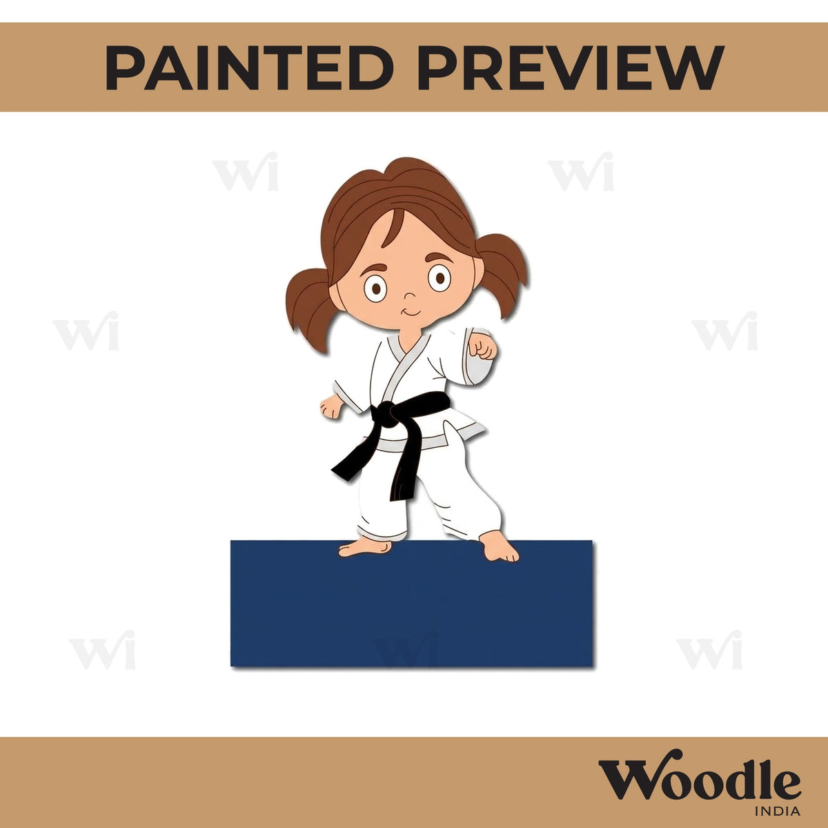 Karate Girl Nameplate Pre Marked MDF Design 1