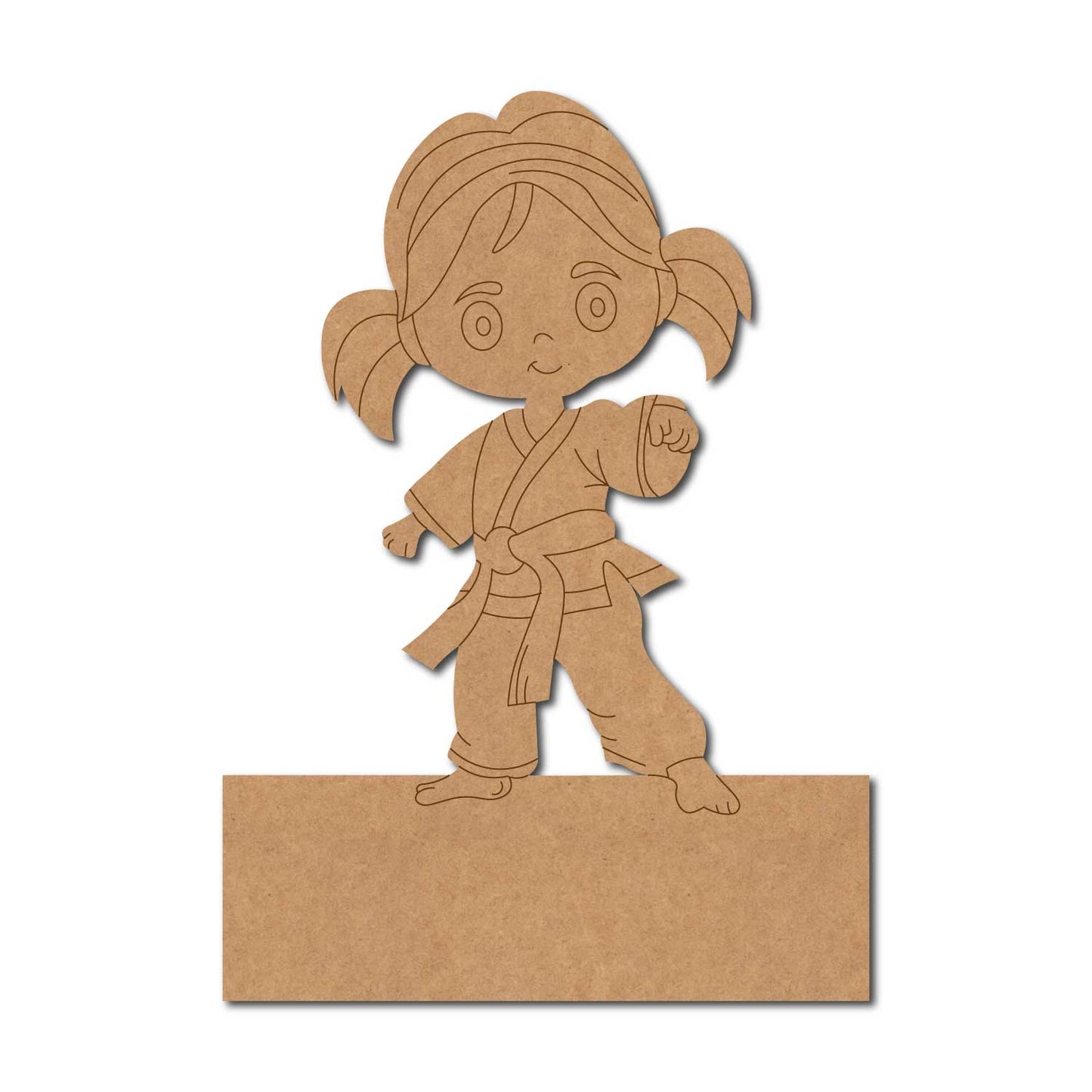 Karate Girl Nameplate Pre Marked MDF Design 1