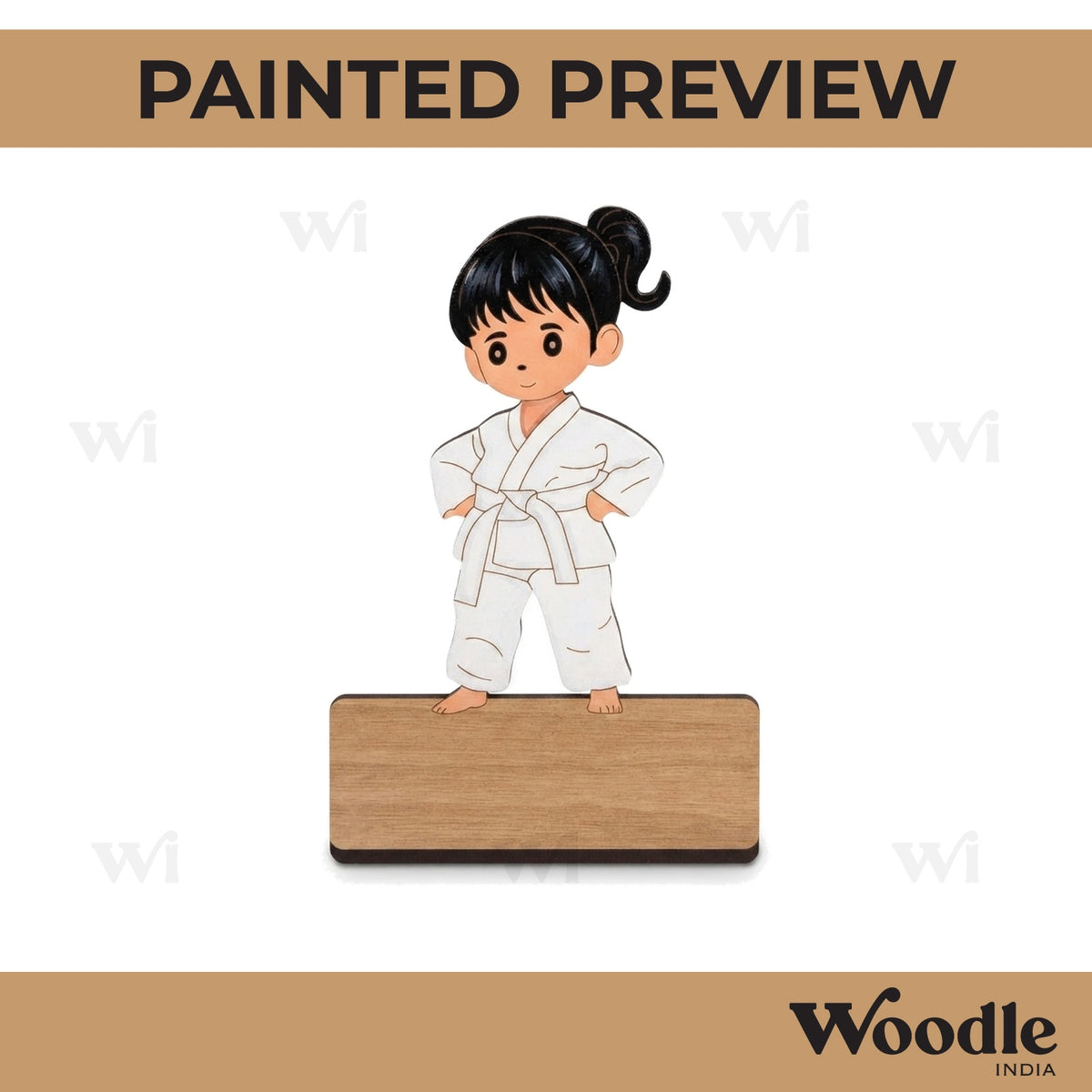 Karate Girl Nameplate Pre Marked MDF Design 2