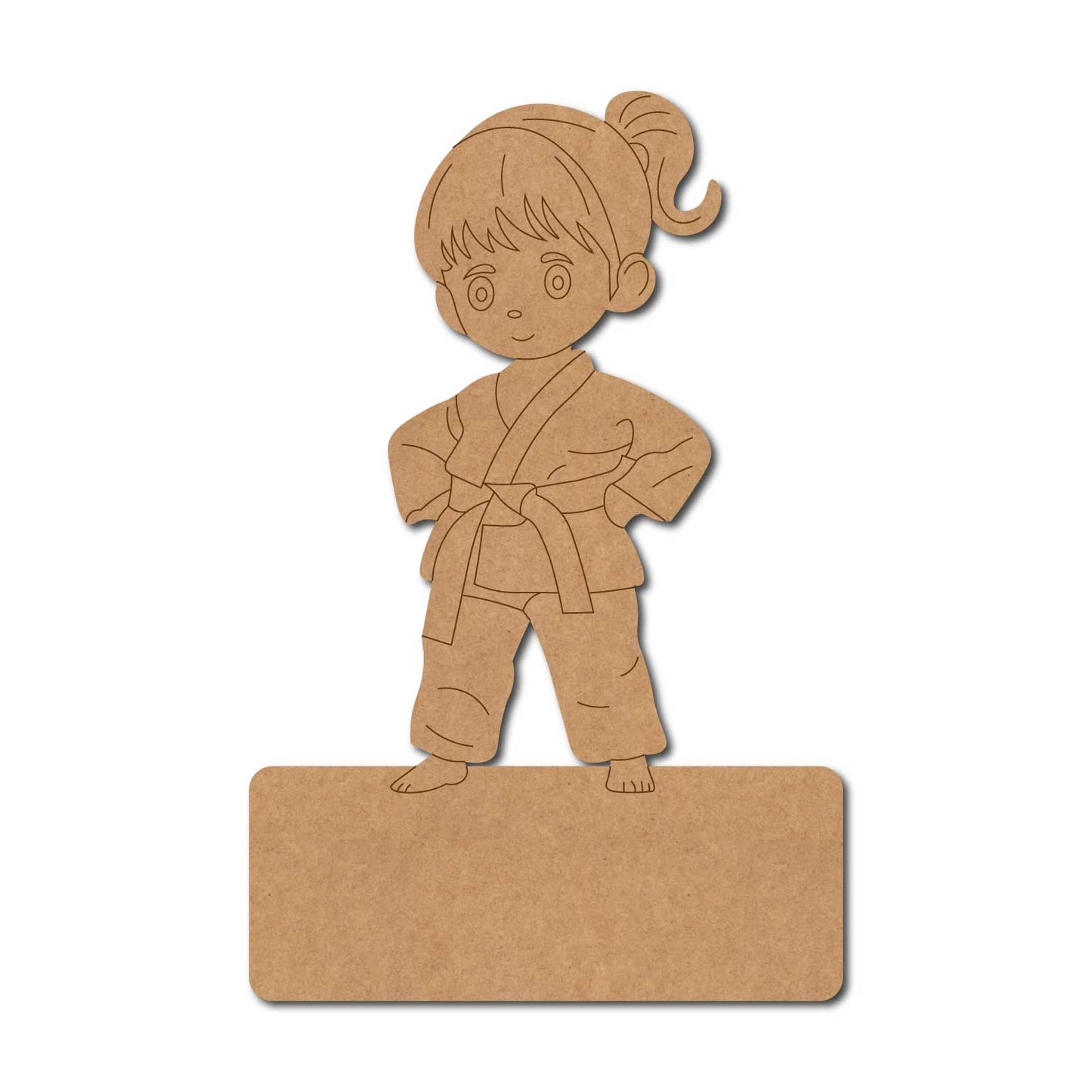Karate Girl Nameplate Pre Marked MDF Design 2