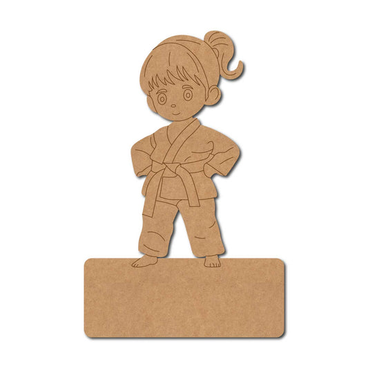 Karate Girl Nameplate Pre Marked MDF Design 2