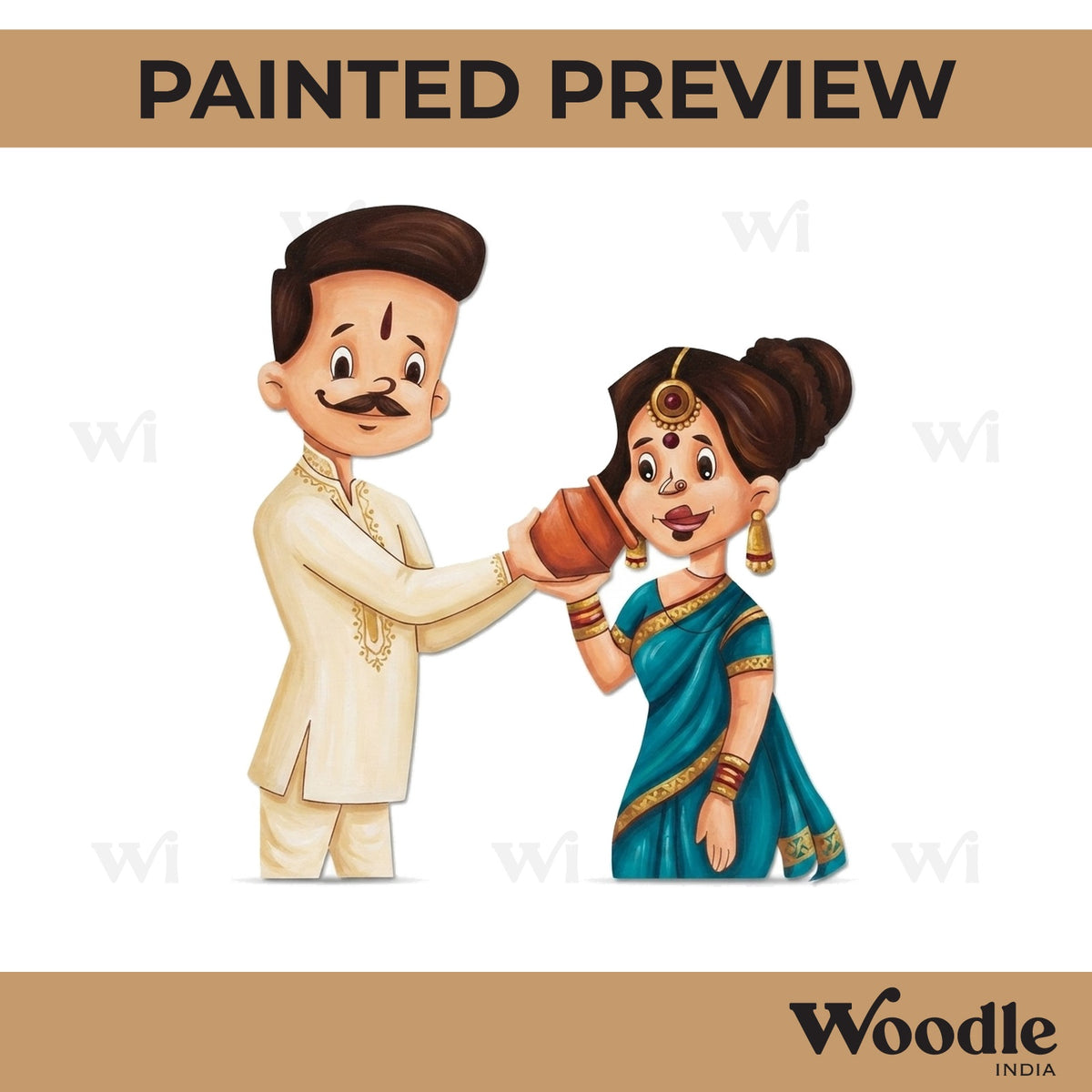 Karva Chauth Couple Pre Marked MDF Design 1