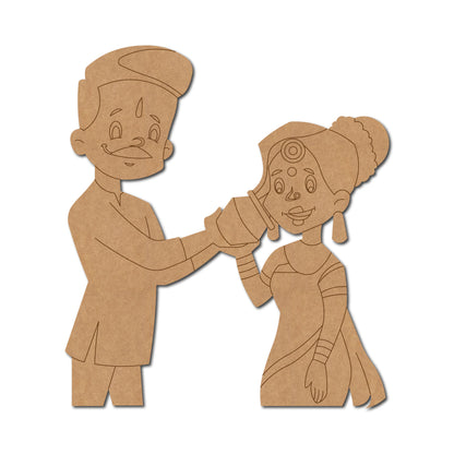 Karva Chauth Couple Pre Marked MDF Design 1