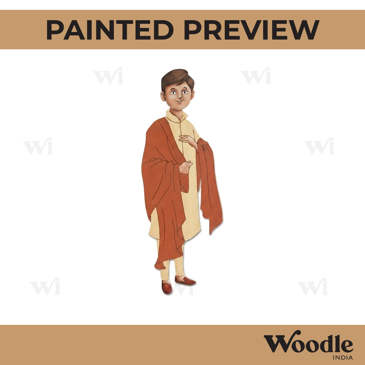 Kashmiri Boy Wearing Shawl Pre Marked MDF Design 1