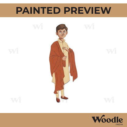 Kashmiri Boy Wearing Shawl Pre Marked MDF Design 1