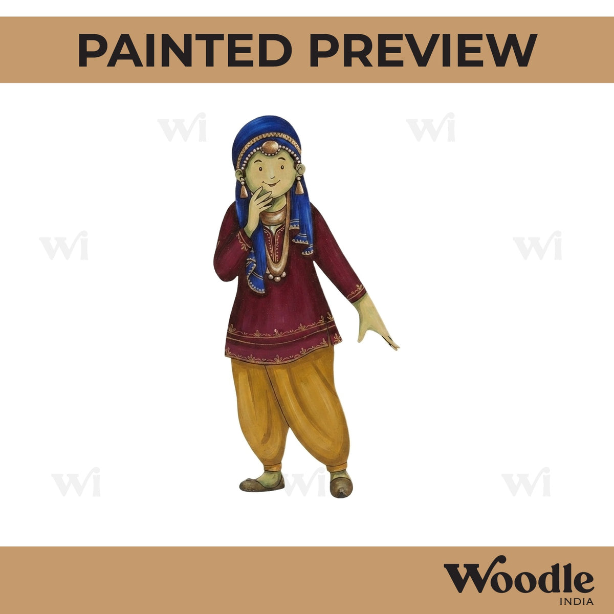 Kashmiri Woman Pre Marked MDF Design 1