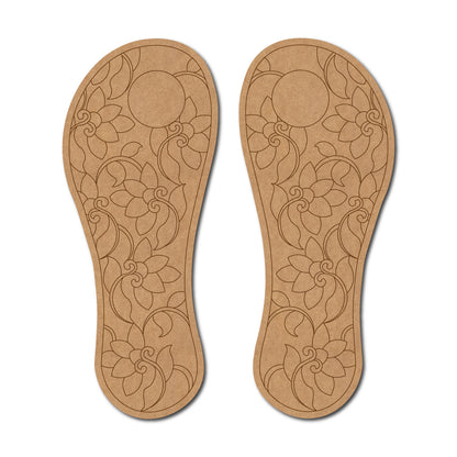 Khadau Charan Paduka Madhubani Lotus Pre Marked MDF Design 1