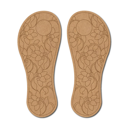 Khadau Charan Paduka Madhubani Lotus Pre Marked MDF Design 1