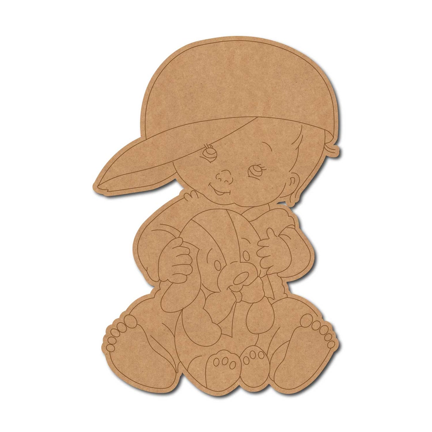 Kid With Teddy Bear Pre Marked MDF Design 1